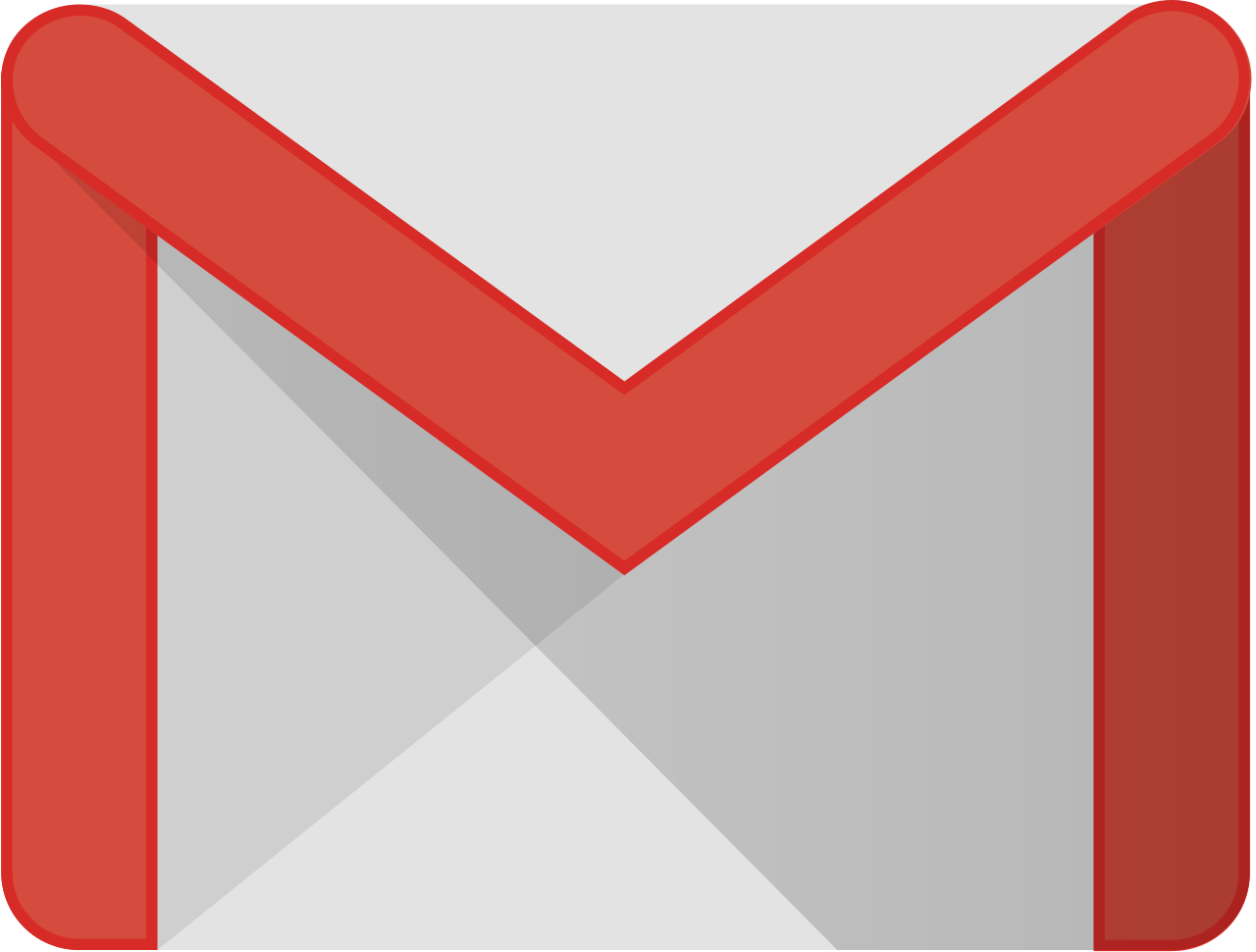 a warped gmail logo which is an envelope icon with red edges